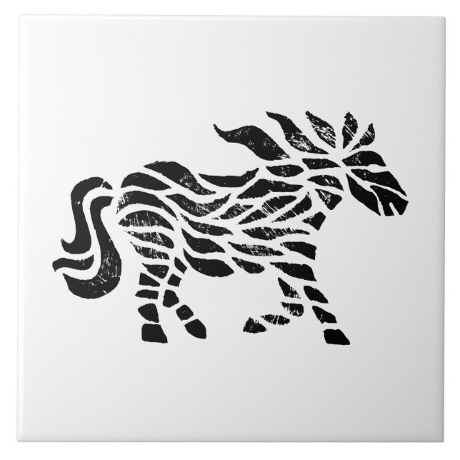 Azulejo de Impressão de Bloco de Madeira abstrato (Frente)