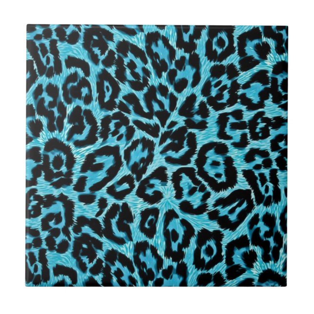 AZULEJO de Impressão do Leopardo Azul Rockabilly (Frente)