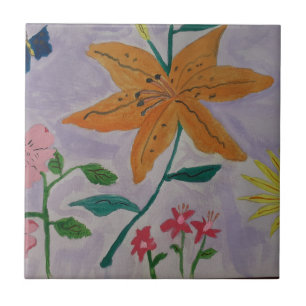Azulejo de Lily Laranja Cerâmica