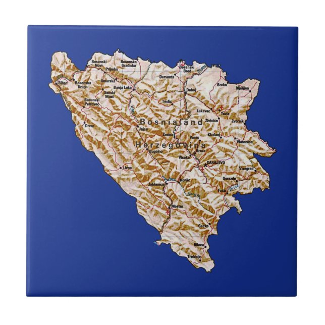 Azulejo de Mapa da Bósnia-Herzegovina (Frente)
