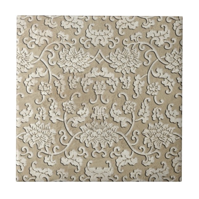 Azulejo de mármore gravado em ornamentado (Frente)