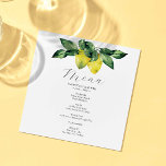 Azulejo de Menu de Casamento Lemon e Amalfi<br><div class="desc">Este cartão de cardápio de casamento apresenta uma borda superior de limões e botânicos de aquarela. A placa se reverte para um padrão de azulejo Amalfi. Use os campos de modelo para DIY (Esclarecer os detalhes personalizados). A elegante design é uma escolha encantadora para os casamentos de destino na Itália....</div>