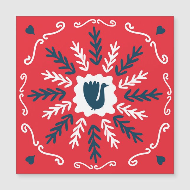 Azulejo de Natal com Arte Folclórica Rabiscada (Frente)