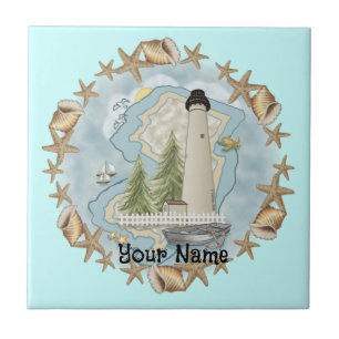 Azulejo de New Jersey Shells Lighthouse