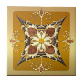 Azulejo de Ocher Geométrico Dourado Elegante