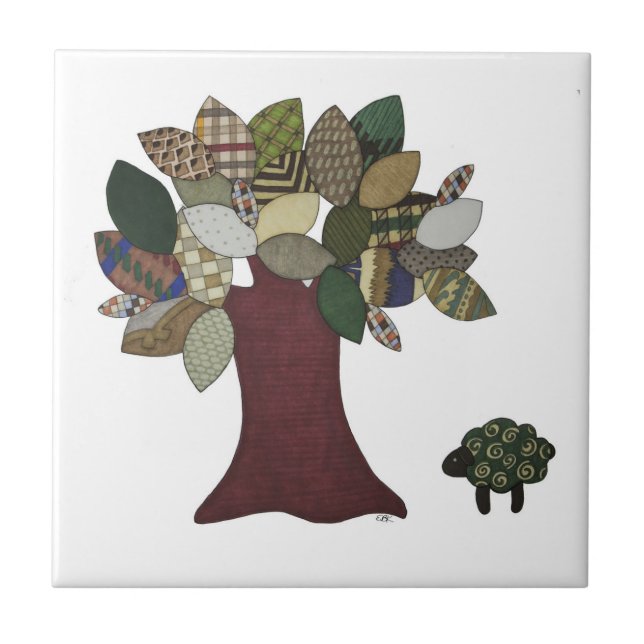 Azulejo de ovelhas e árvores (Frente)