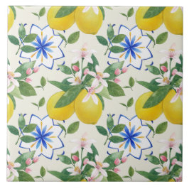 Azulejo de Padrão de Limão Italiano de Aquarela