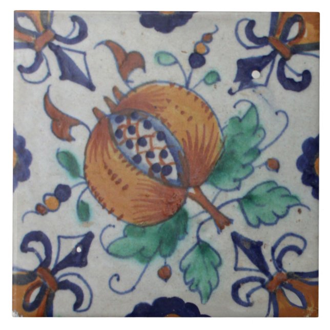 Azulejo de Padrão Floral Repro Delft (Frente)