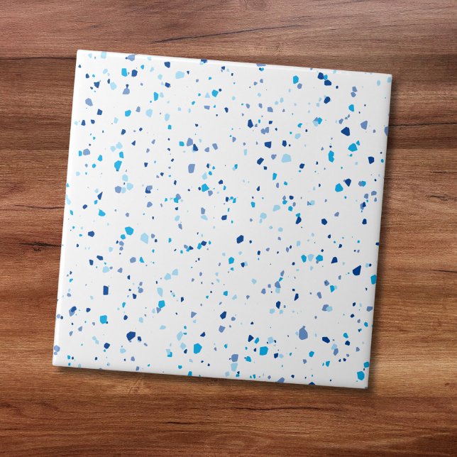 Azulejo de padrão moderno azul Terrazzo Cerâmico (Criador carregado)