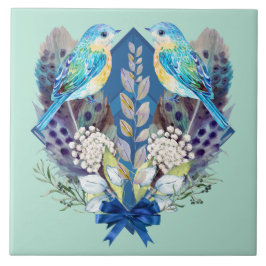 Azulejo de Parede Cerâmica - Aves e Penas