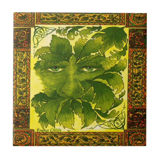 azulejo de parede de cerâmica Green Man (Frente)
