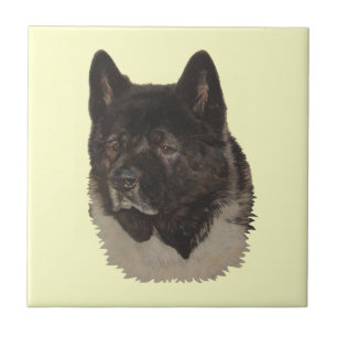 Azulejo de retrato de cão realista da akita japone