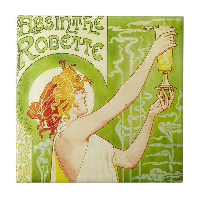 Azulejo de Robette do absinto de Alphonse Mucha (Frente)