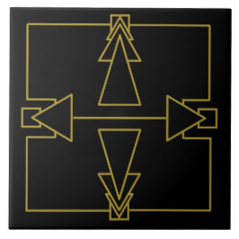 Azulejo de Seta Dupla na Art Deco Dourado e Preto