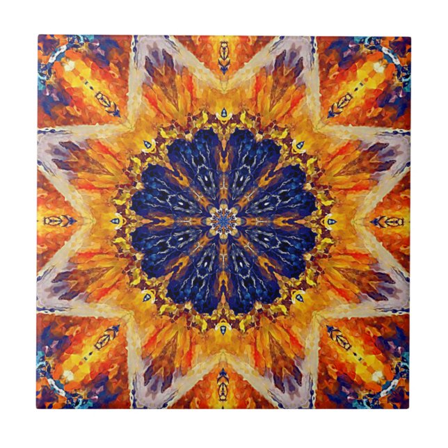 Azulejo decorativo da chama e do marinho (Frente)