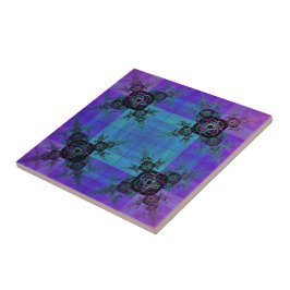 Azulejo Decorativo de Aqua e Joy Fractal Lilac