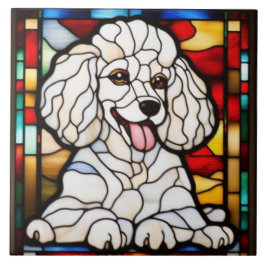 Azulejo Decorativo de Cerâmica de Poodle Fofo