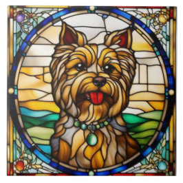 Azulejo Decorativo de Cerâmica de Yorkie Fofo