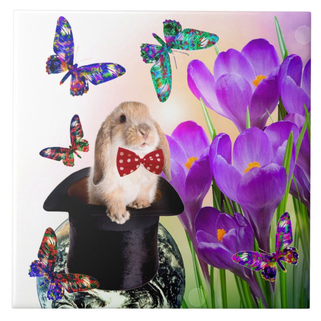 Azulejo decorativo do design do coelhinho da (Frente)