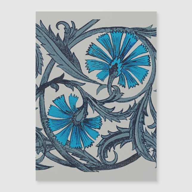 Azulejo decorativo rústico de arte floral azul vin (Frente)