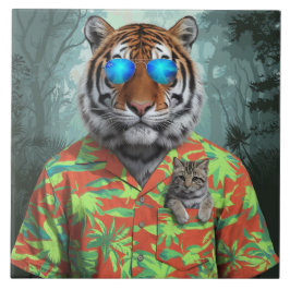 Azulejo Decorativo Tiger e Tabby