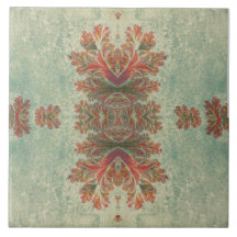 Azulejo Decorativo Vintage Duo: Verde e Filme Verm