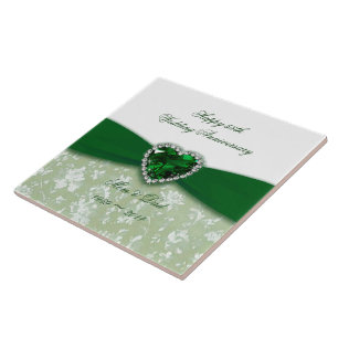 Azulejo do aniversário de casamento do damasco