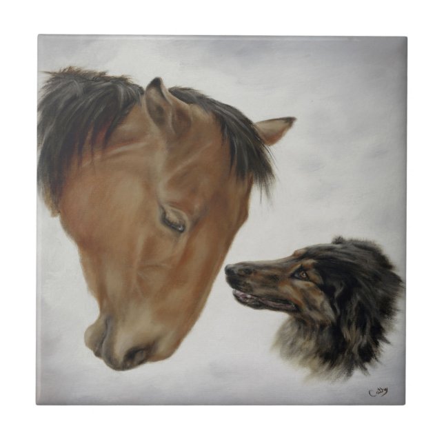 Azulejo do cavalo e do cão (Frente)