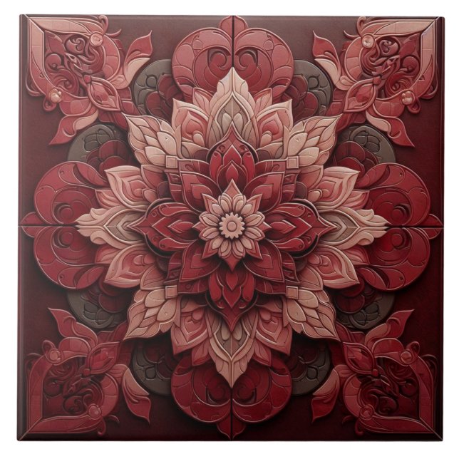Azulejo do Designer de Efeito 3D do Ruby Red Elega (Frente)