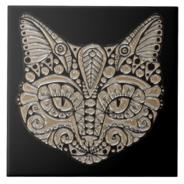 Azulejo do emblema da jóia do gato do art deco