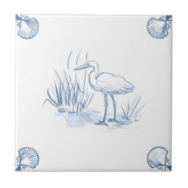 Azulejo do guindaste de Delft com cantos de Shell