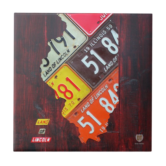 Azulejo do mapa da matrícula de Illinois (Frente)