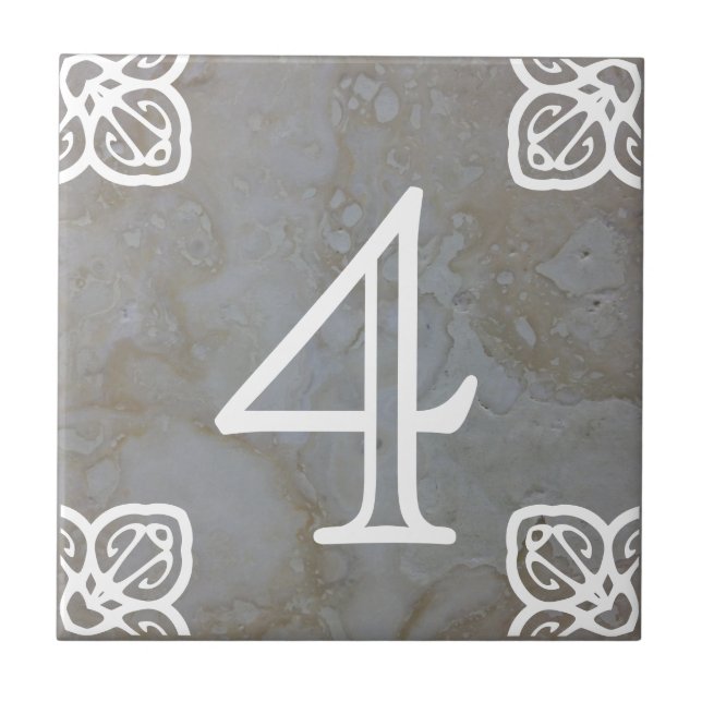 Azulejo do número - branco espanhol na pedra (Frente)