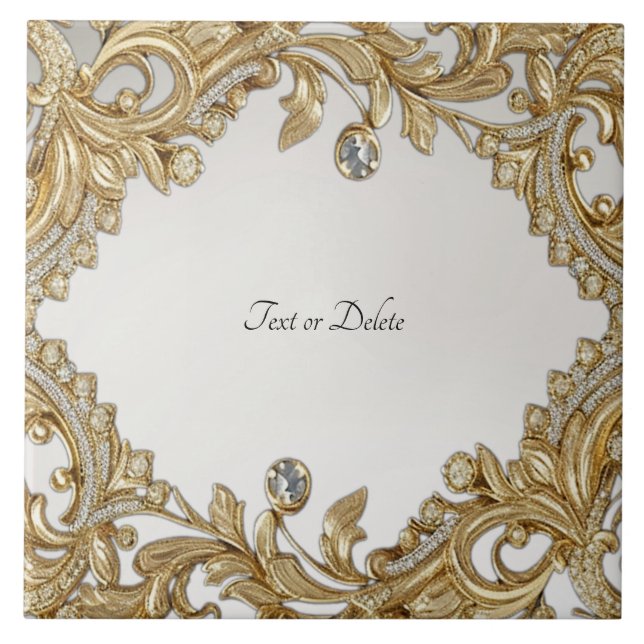 Azulejo Dourado de cerâmica decorativa (Frente)