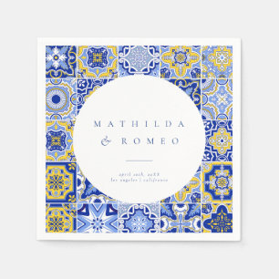 Azulejo e guardanapos de casamentos de citrinos do