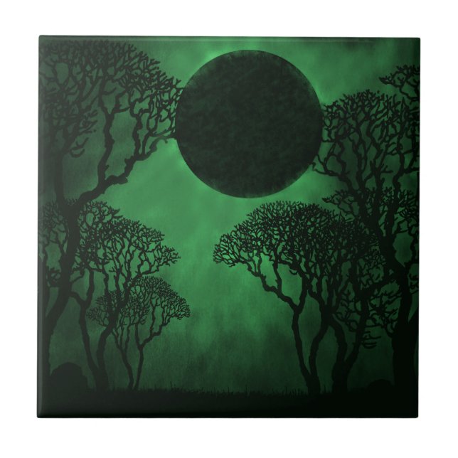 Azulejo Eclipse da Floresta Escura, Verde (Frente)