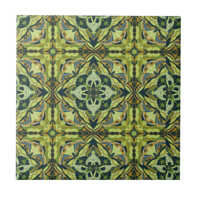 Azulejo Espanhol Azulejo Verde de Aquarela (Frente)