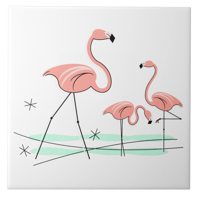 Azulejo Flamingo Ocean Trio 2 (Frente)