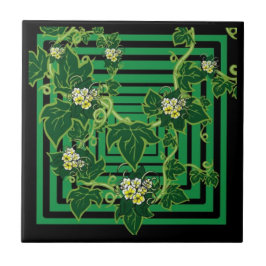 Azulejo Florah ao quadrado verde