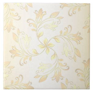 Azulejo floral cerâmico Dourado sem costura