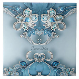 Azulejo Floral Cerâmico Ornamentado Azul