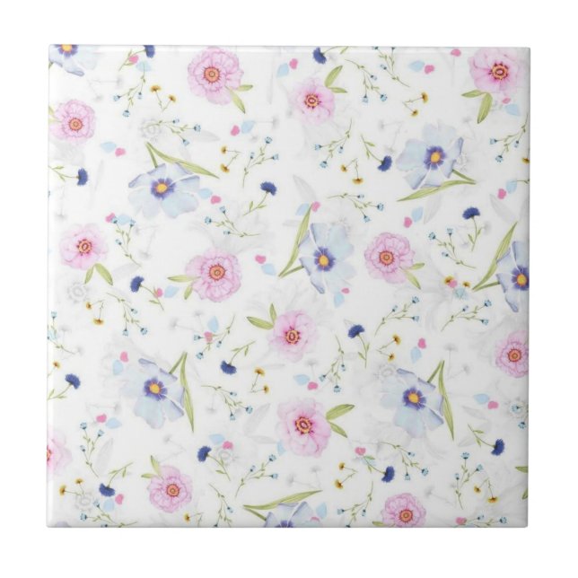 Azulejo Floral de Cerâmica (Frente)