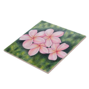 Azulejo floral do Plumeria cor-de-rosa tropical