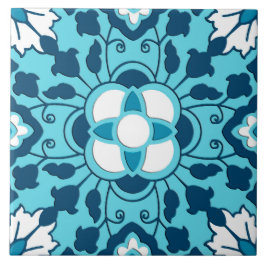 Azulejo Floral marroquino, Indigo, Sky Blue e Whit