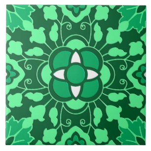 Azulejo Floral marroquino, Verde claro e escuro