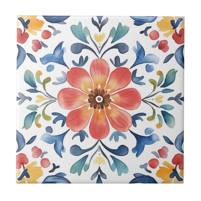 Azulejo Floral Mexicano Talavera Hacienda Style (Frente)
