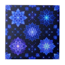 Azulejo Floral Púrpura Azul brilhante