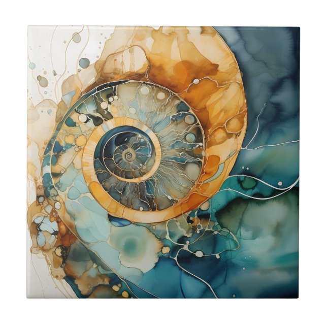 Azulejo Fóssil Ammonite Gem (Frente)