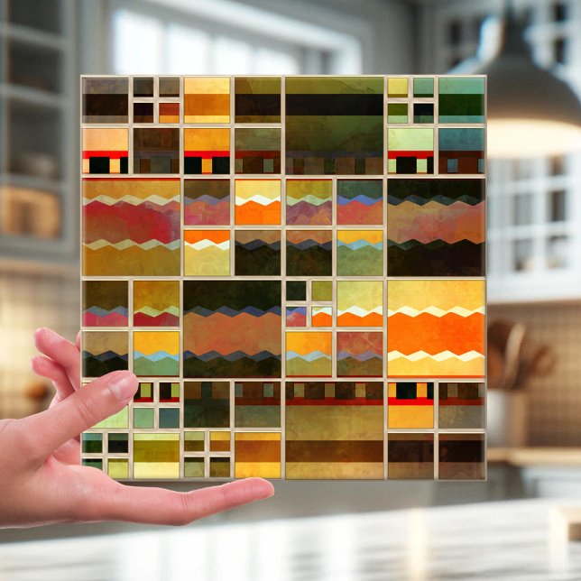 Azulejo Geométrico de Notebook Cozinha de Bathroom (Tile featuring a geometric checkered mosaic pattern in vibrant colors. Inspired by leaded glass)