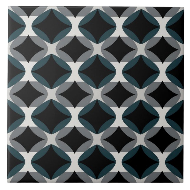 Azulejo Geométrico Moderno - Padrão Preto e Cinza (Frente)